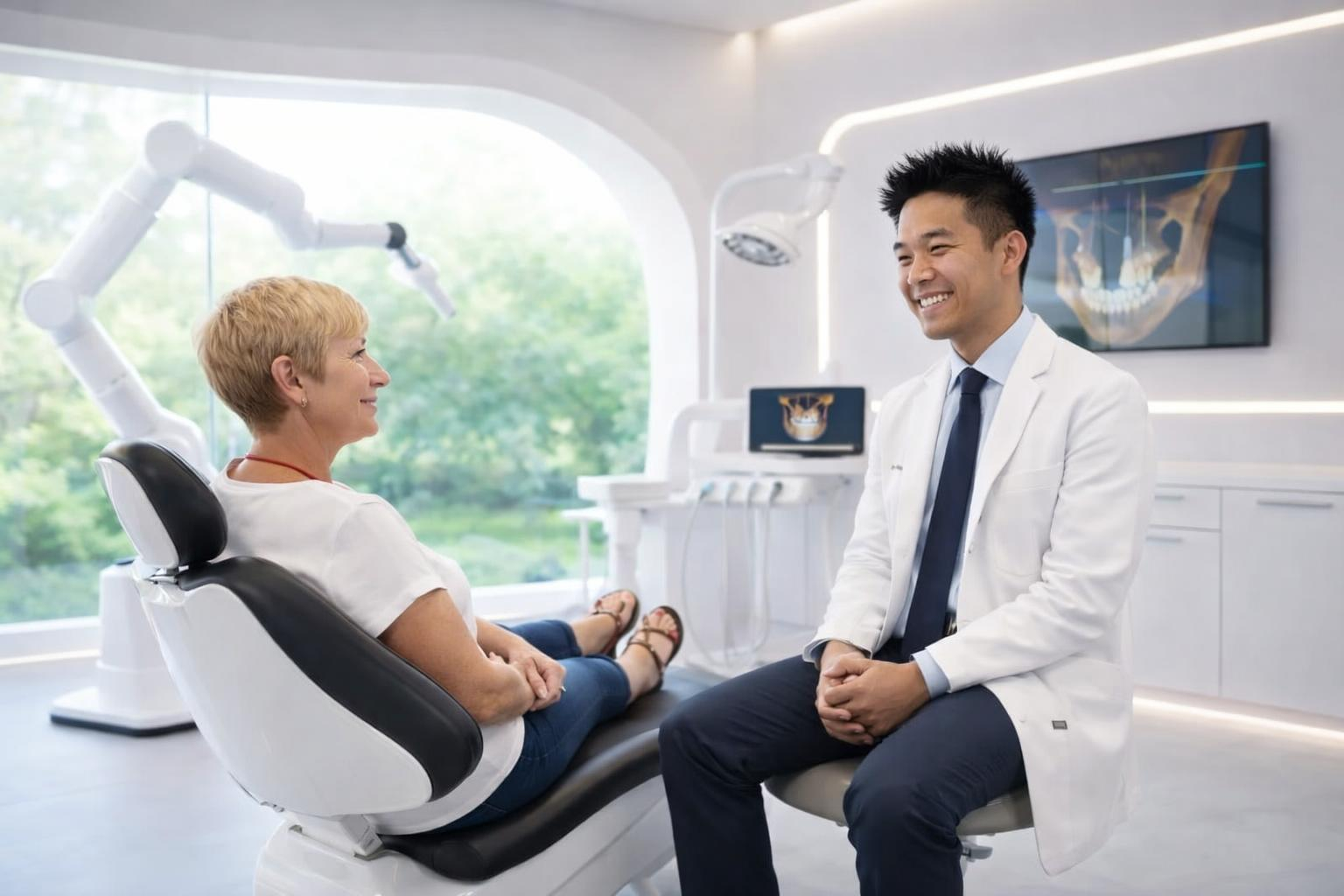 Dr. Ethan Co consulting with patient at Teeth+Robots Los Angeles
